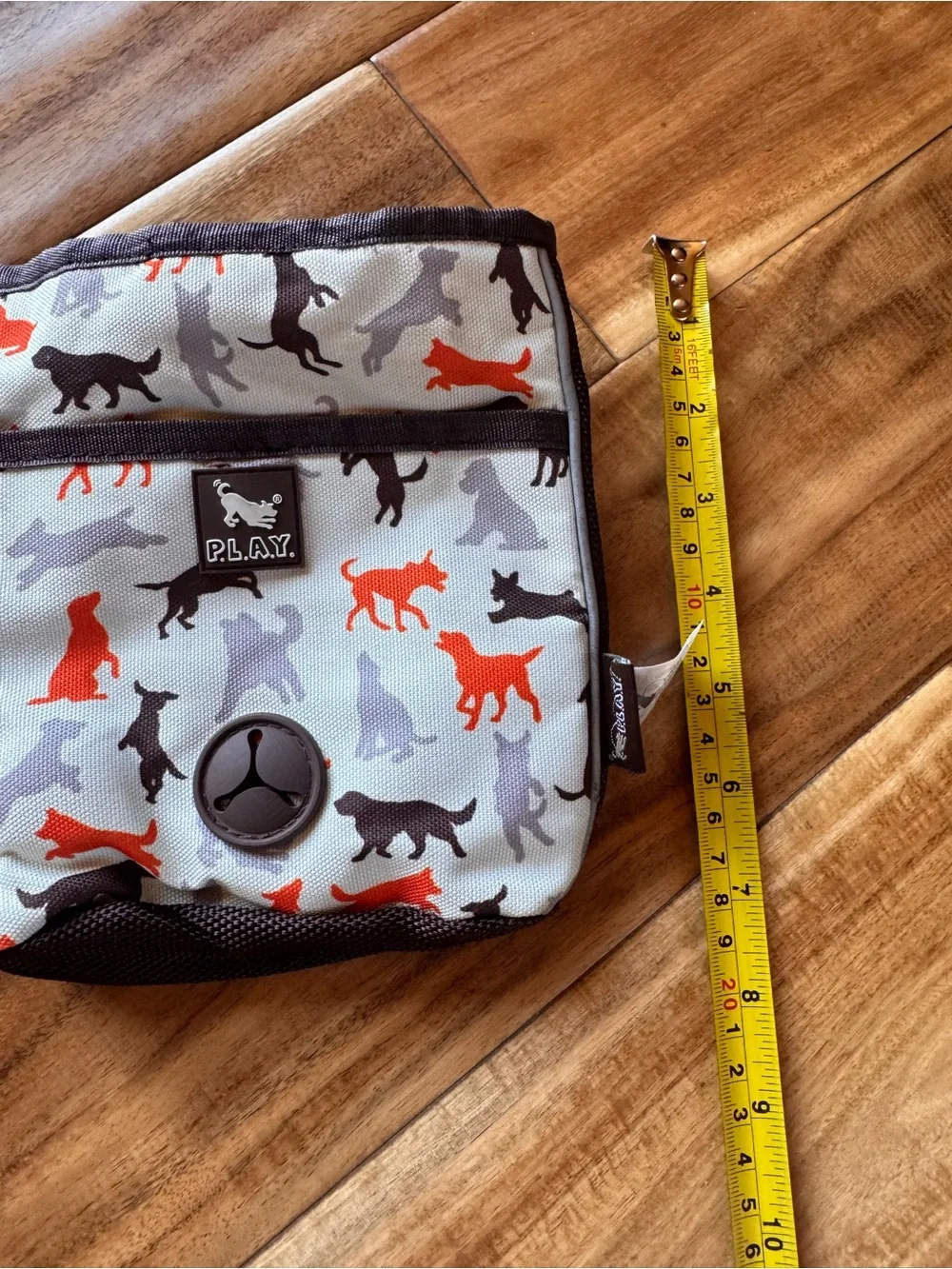 Dog Treat Pouch - Gray with Orange & Black Silhouettes